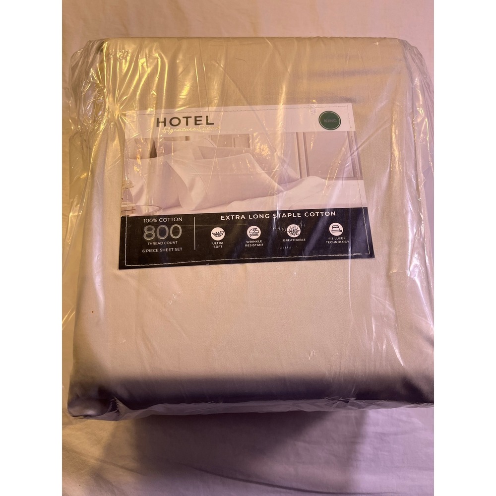 Hotel Signature Sateen 6 Piece Sheet Set King Beige NEW 800 Thread Count Cotton